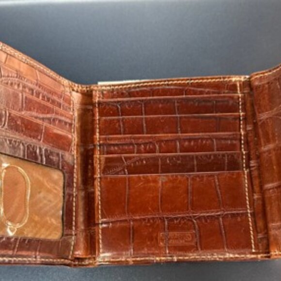 Dooney & Bourke Brown Crocodile Embossed Wallet - Picture 2 of 5